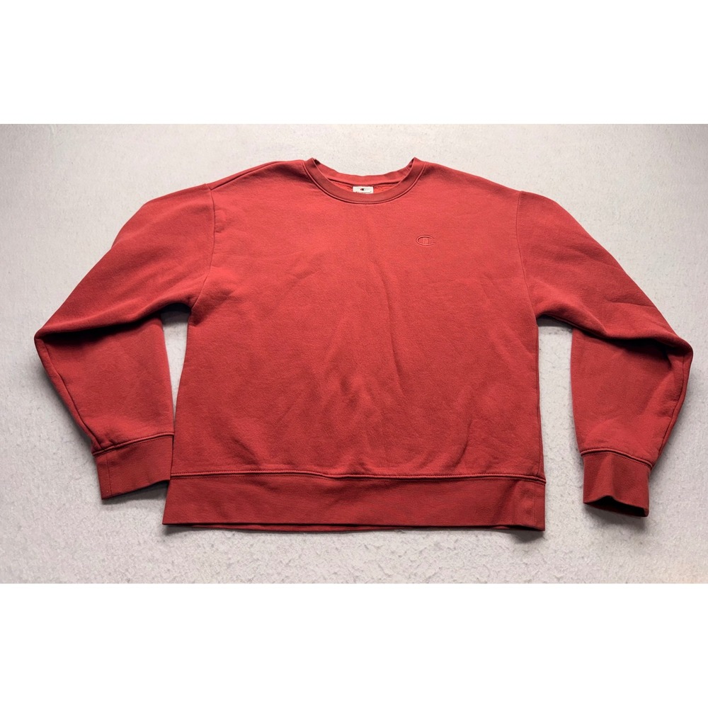 Champion Mens Red Crewneck Sweatshirt Large Fleece Pullover Logo RN15763